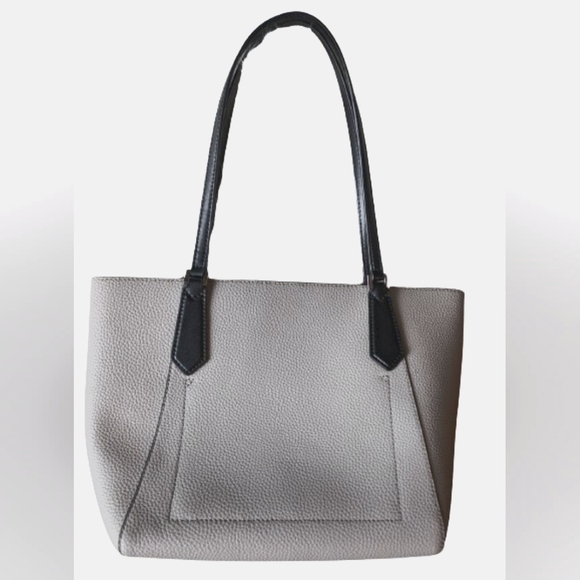 EUC Michael Kors Kimberly Shopper grey pebbled leather silver hw zip top tote - Picture 2 of 9